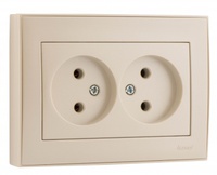 Lezard RAIN Розетка двойная б/з керамика крем 703-0303-128