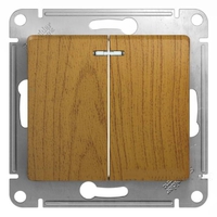 Schneider electric GLOSSA 2-клавишный ВЫКЛЮЧАТЕЛЬ с подсветкой, сх.5а, ДЕРЕВО ДУБ GSL000553