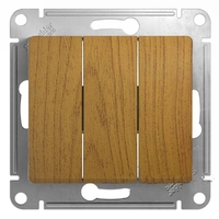 Schneider electric GLOSSA 3-клавишный ВЫКЛЮЧАТЕЛЬ, сх.3, ДЕРЕВО ДУБ GSL000531