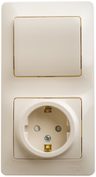 Schneider electric GLOSSA БЛОК: розетка с заземлением со шторками+1-кл. выкл. крем GSL000270