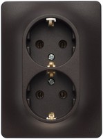 Schneider electric GLOSSA РОЗЕТКА двойная с заземлением со шторками, 16А, в сборе, ШОКОЛАД GSL000826