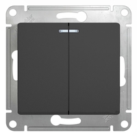 Schneider electric GLOSSA 2-клавишный ВЫКЛЮЧАТЕЛЬ с подсв. сх.5а, 10АХ, механизм, АНТРАЦИТ GSL000753