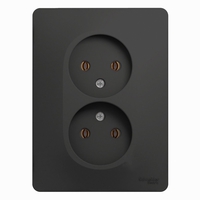 Schneider electric GLOSSA РОЗЕТКА двойная без заземления,16А, в сборе, АНТРАЦИТ GSL000720