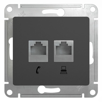 Schneider electric GLOSSA РОЗЕТКА двойная RJ11+RJ45, кат.5E, механизм, АНТРАЦИТ GSL000785