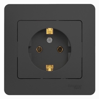 Schneider electric GLOSSA РОЗЕТКА с заземлением, 16А, в сборе, АНТРАЦИТ GSL000742
