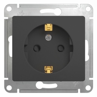 Schneider electric GLOSSA РОЗЕТКА с заземлением со шторками, 16А, механизм, АНТРАЦИТ GSL000745