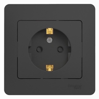 Schneider electric GLOSSA РОЗЕТКА с заземлением со шторками, 16А, в сборе, АНТРАЦИТ GSL000744